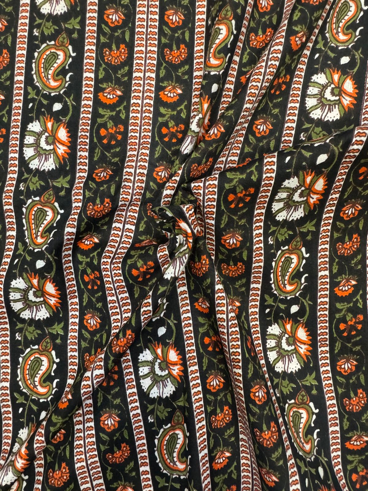 Black Amber Stripes Cotton Fabric