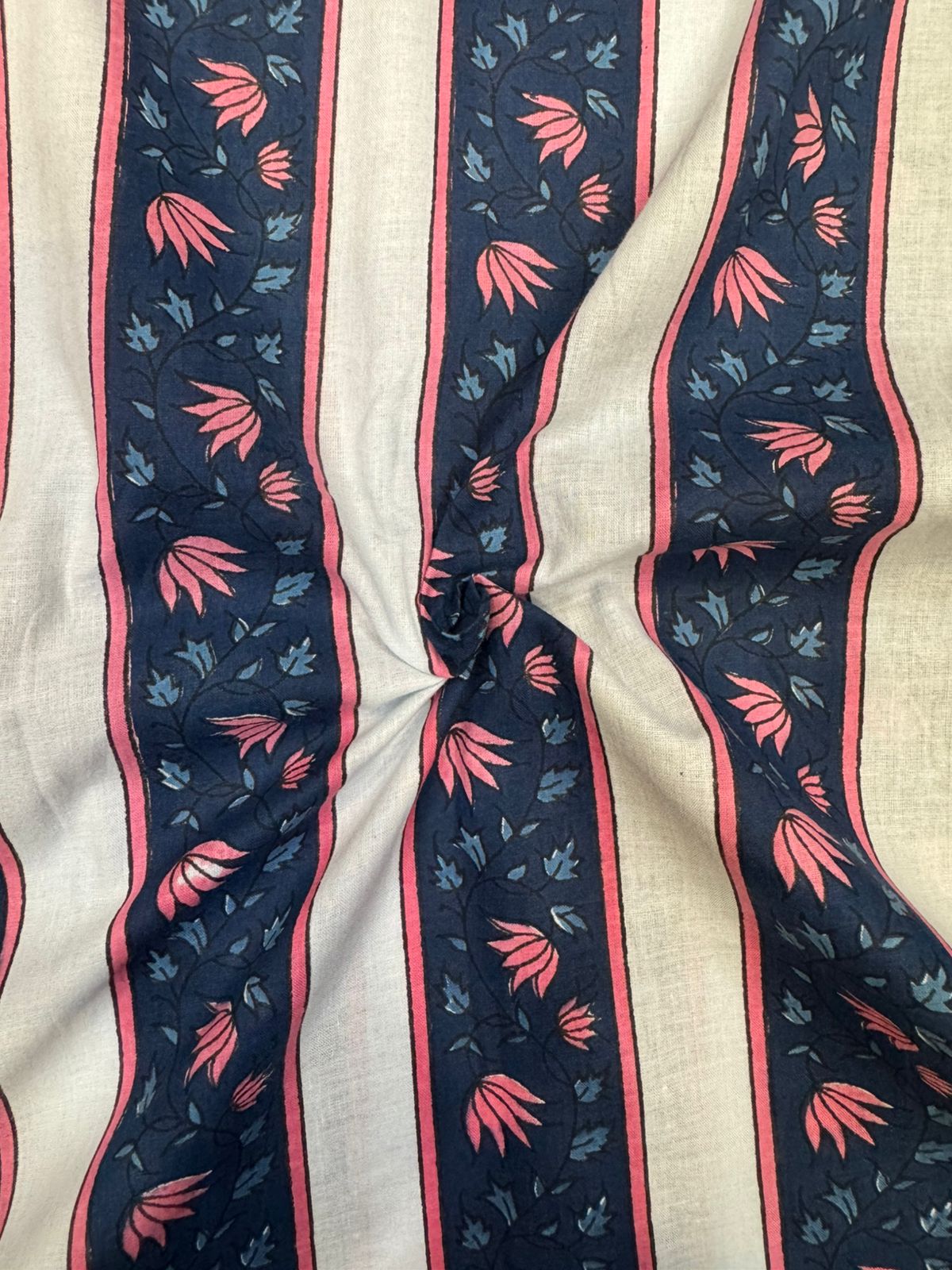 Blue Blush Stripes Cotton Fabric