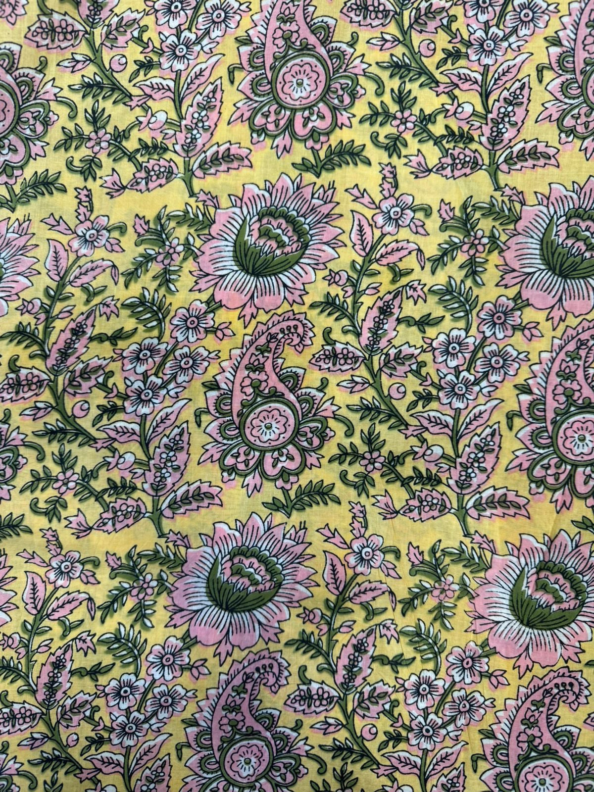 Pastel Yellow Blossom Cotton Fabric
