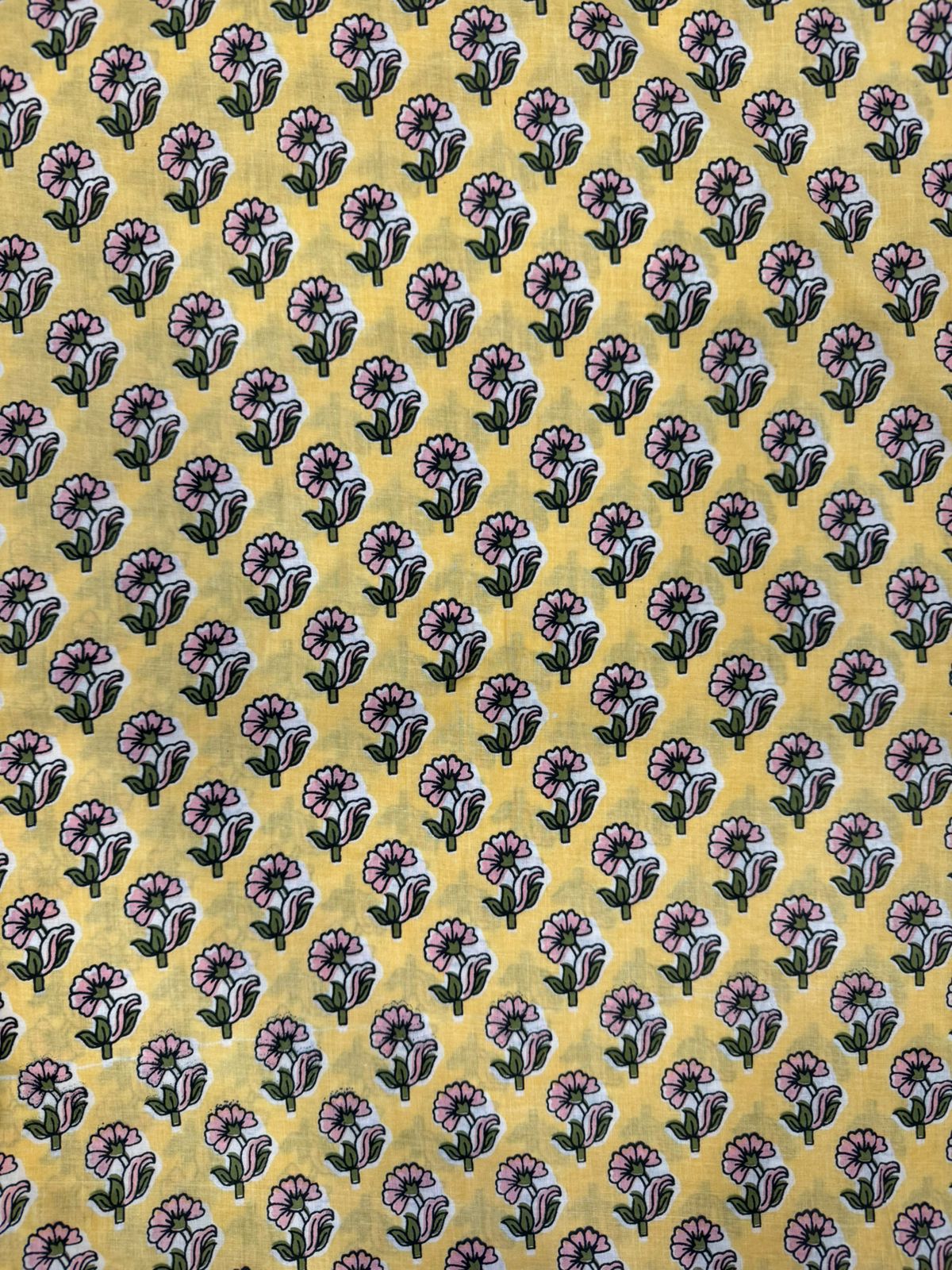 Pastel Yellow Booti Cotton Fabric
