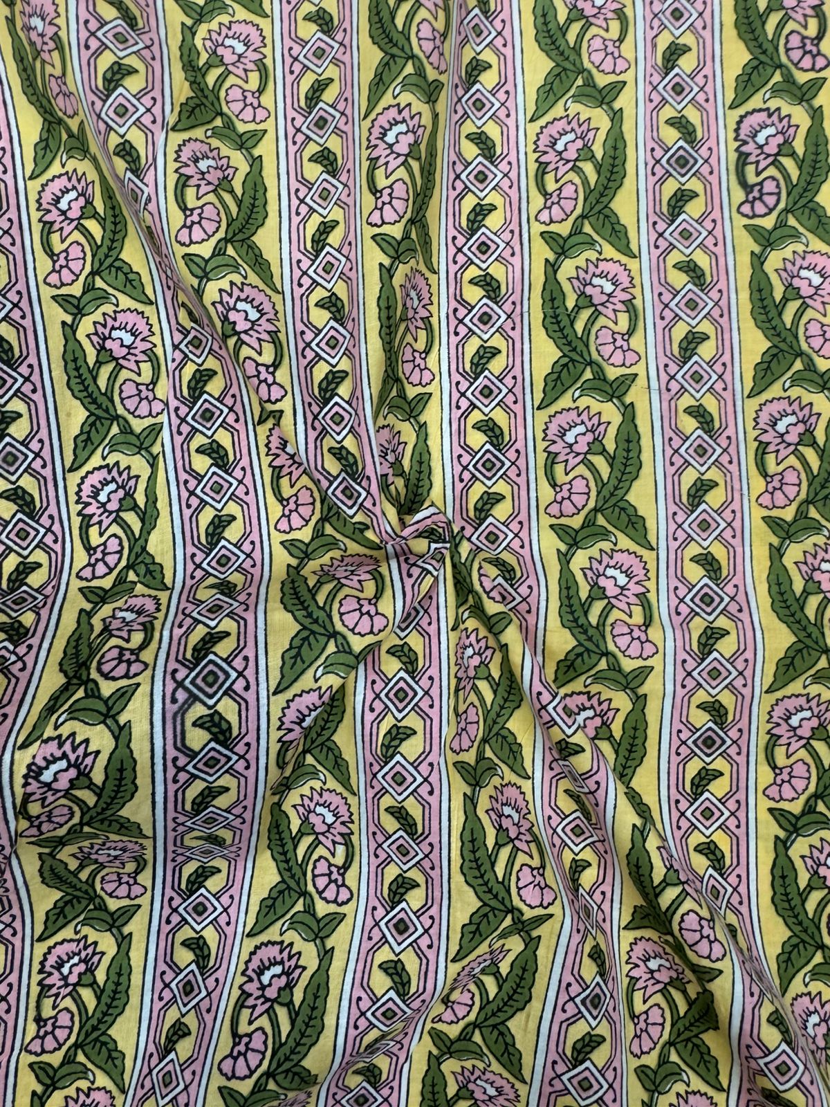 Pastel Yellow Stripes Cotton Fabric