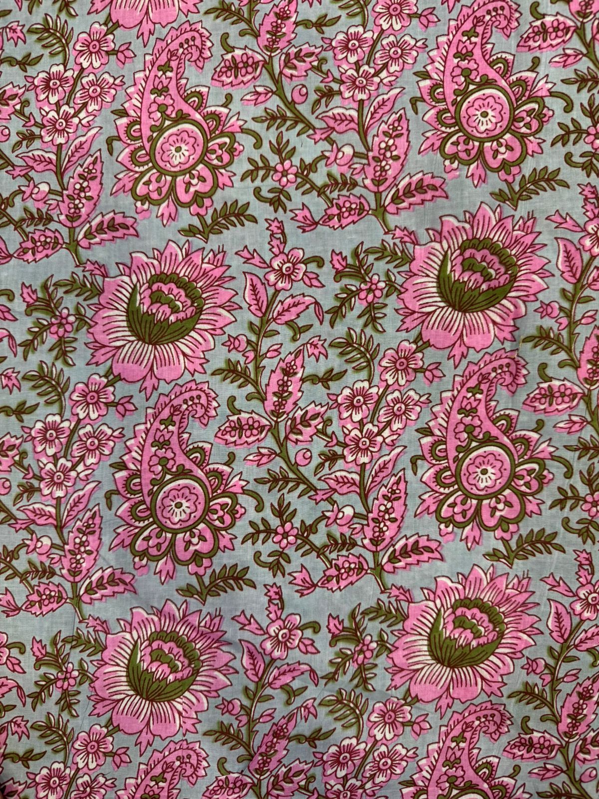 Pastel Mint Blossom Cotton Fabric