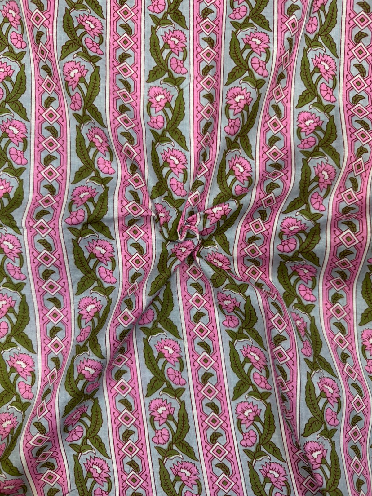 Pastel Mint Stripes Cotton Fabric