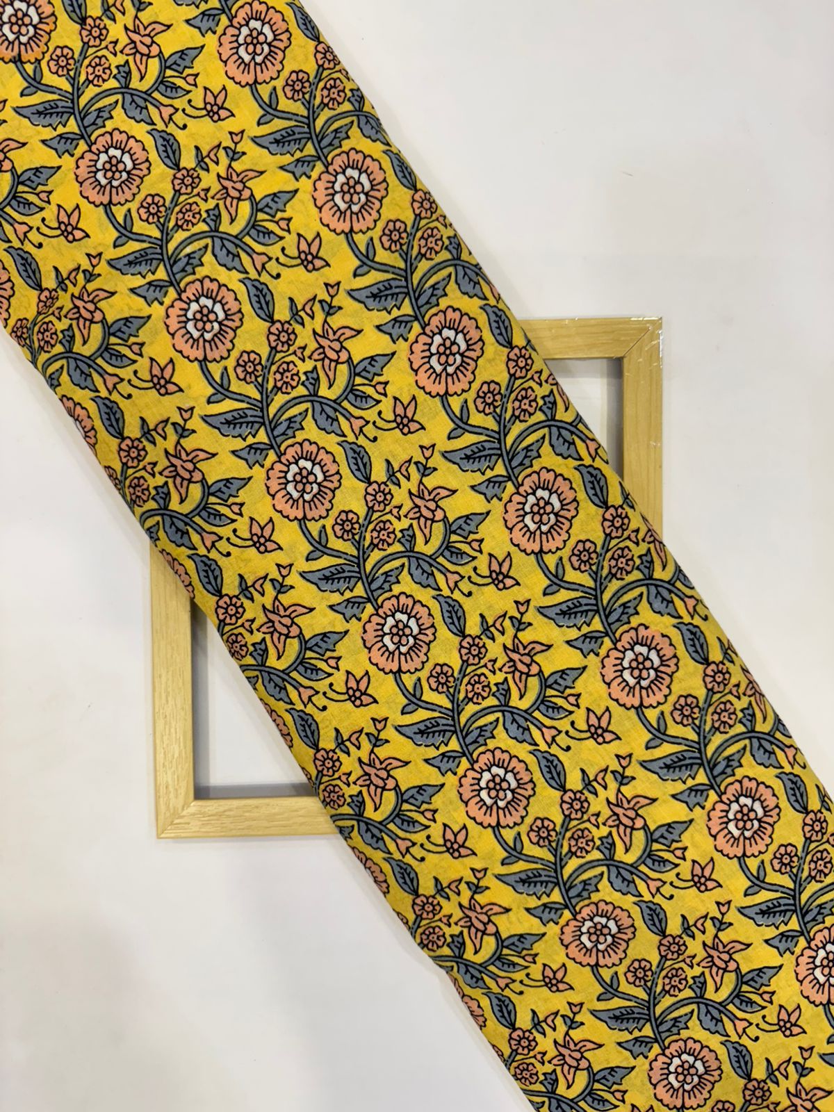 Yellow Jaal Cotton Fabric