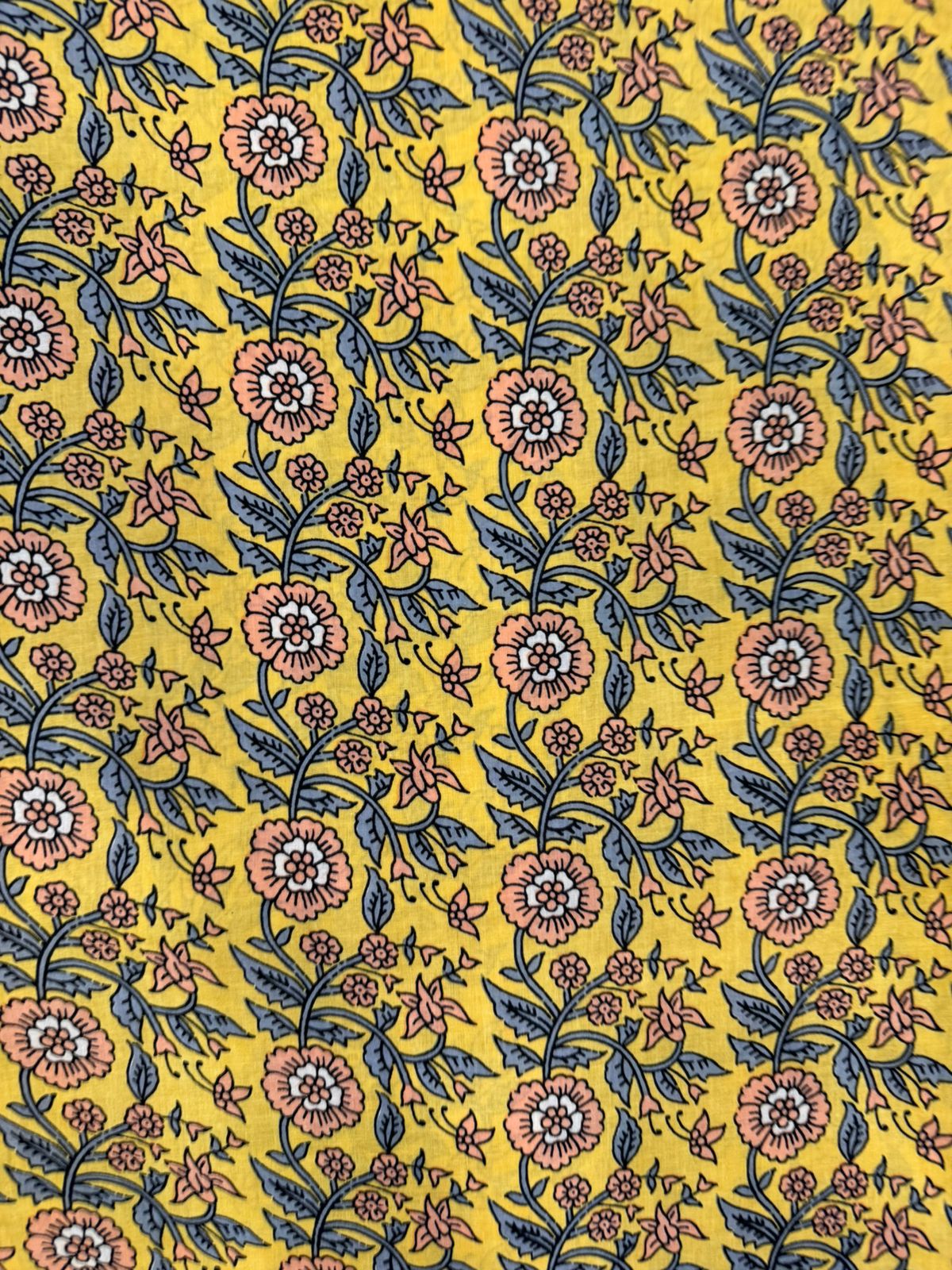 Yellow Jaal Cotton Fabric