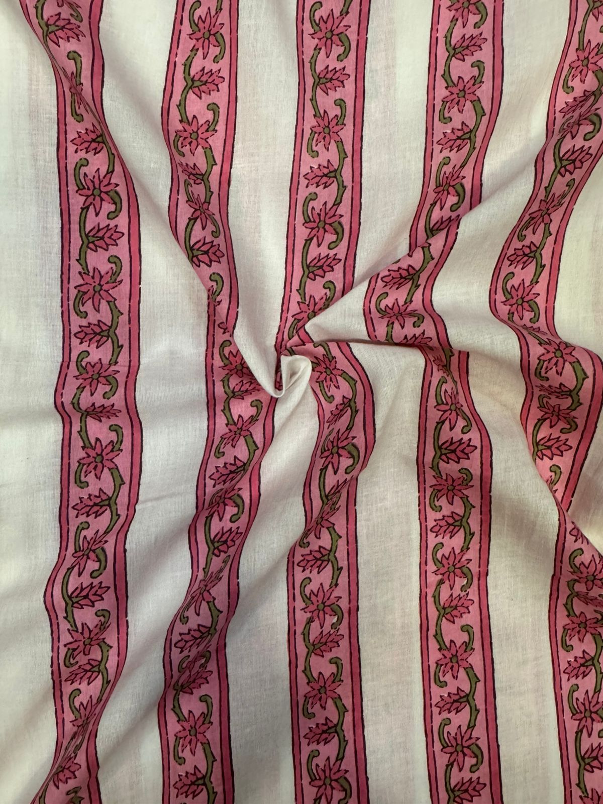Pink Stripes Cotton Fabric