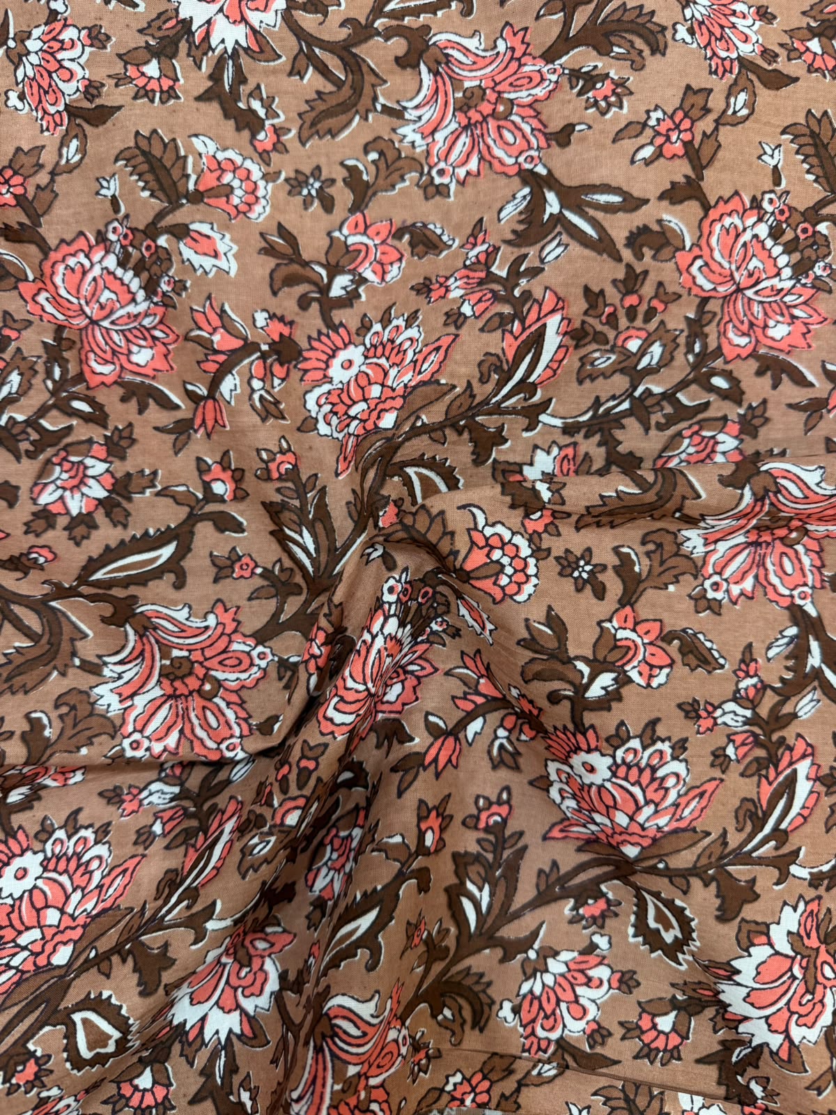 Dusk Brown Jaal Cotton Running Fabric