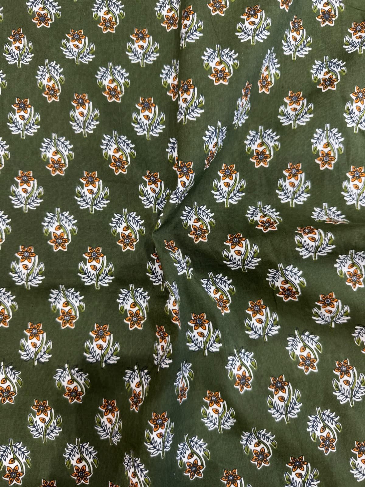 Green Citrus Buds Cotton Running Fabric