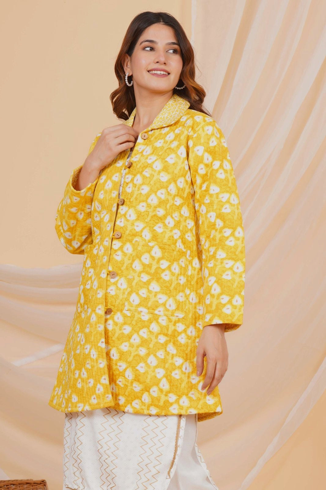 Yellow Buds Reversible Collar Jacket