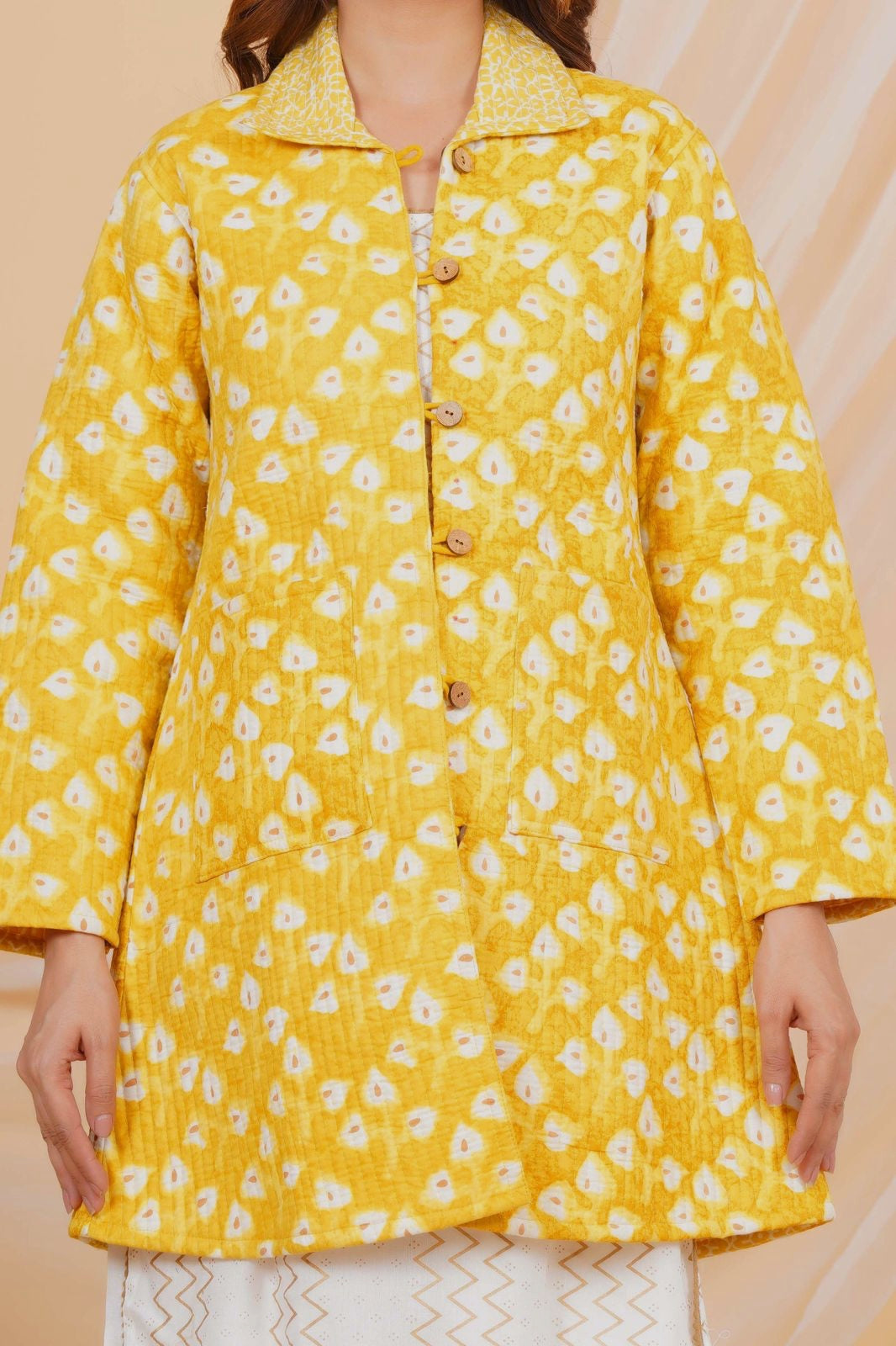 Yellow Buds Reversible Collar Jacket