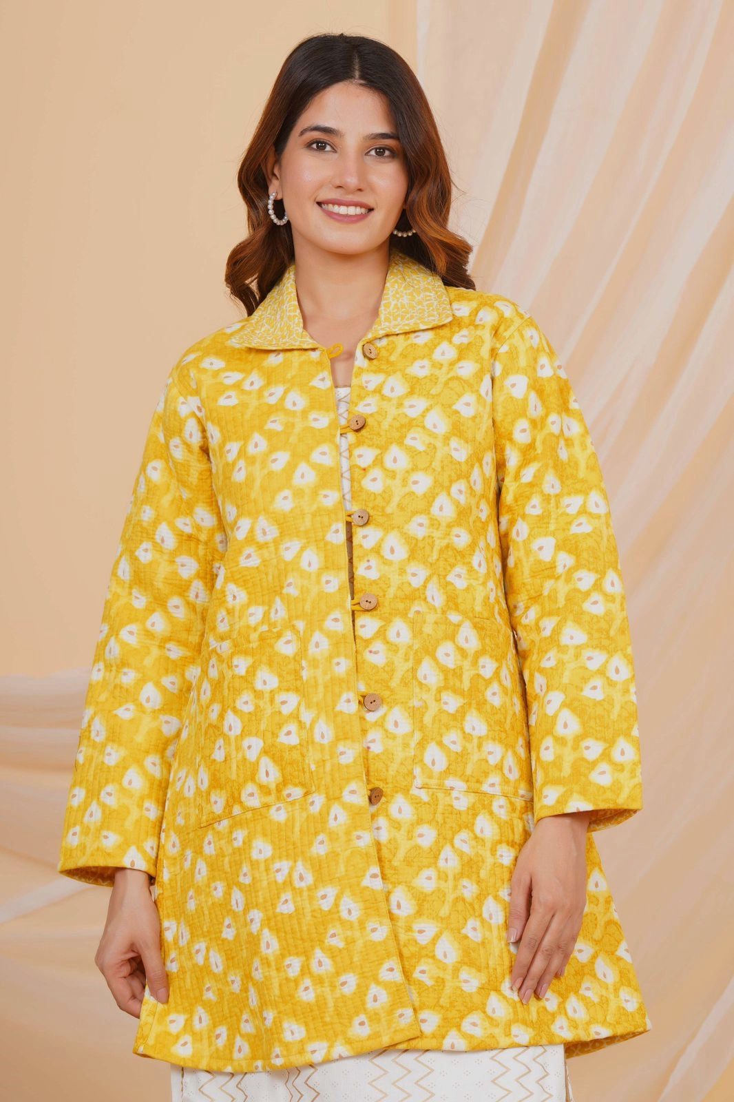 Yellow Buds Reversible Collar Jacket