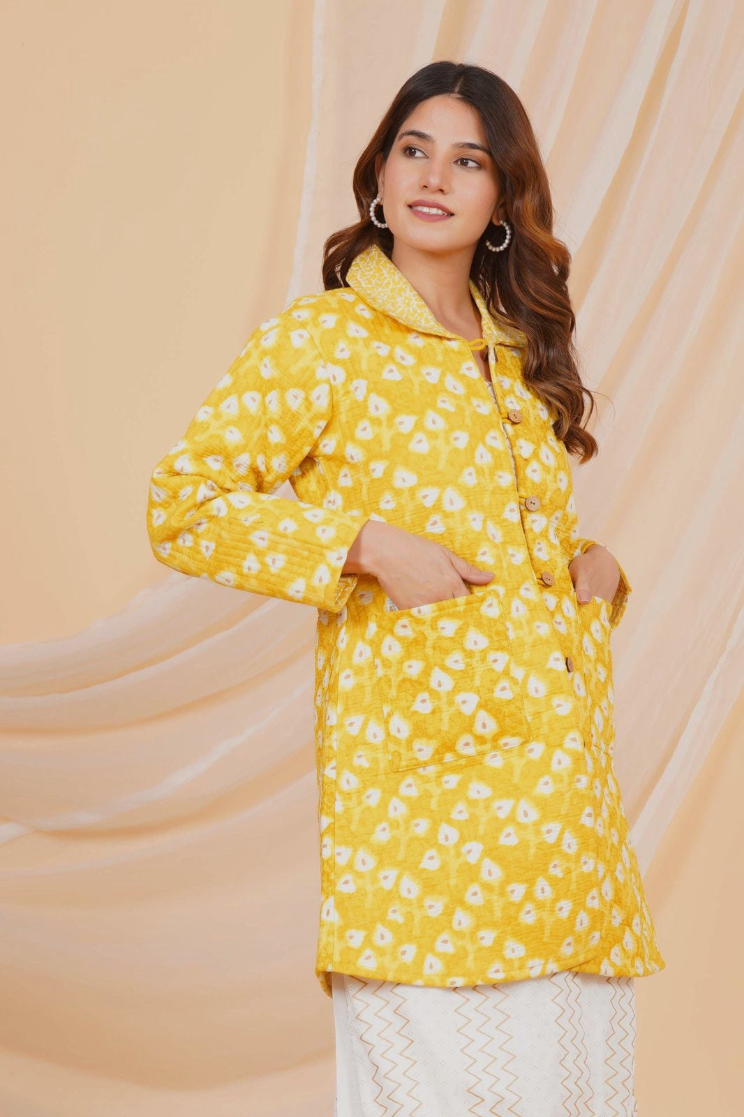 Yellow Buds Reversible Collar Jacket