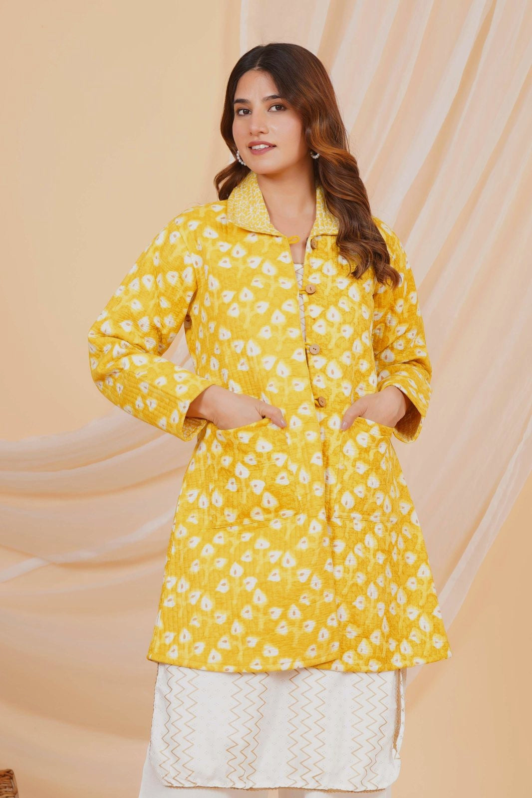 Yellow Buds Reversible Collar Jacket