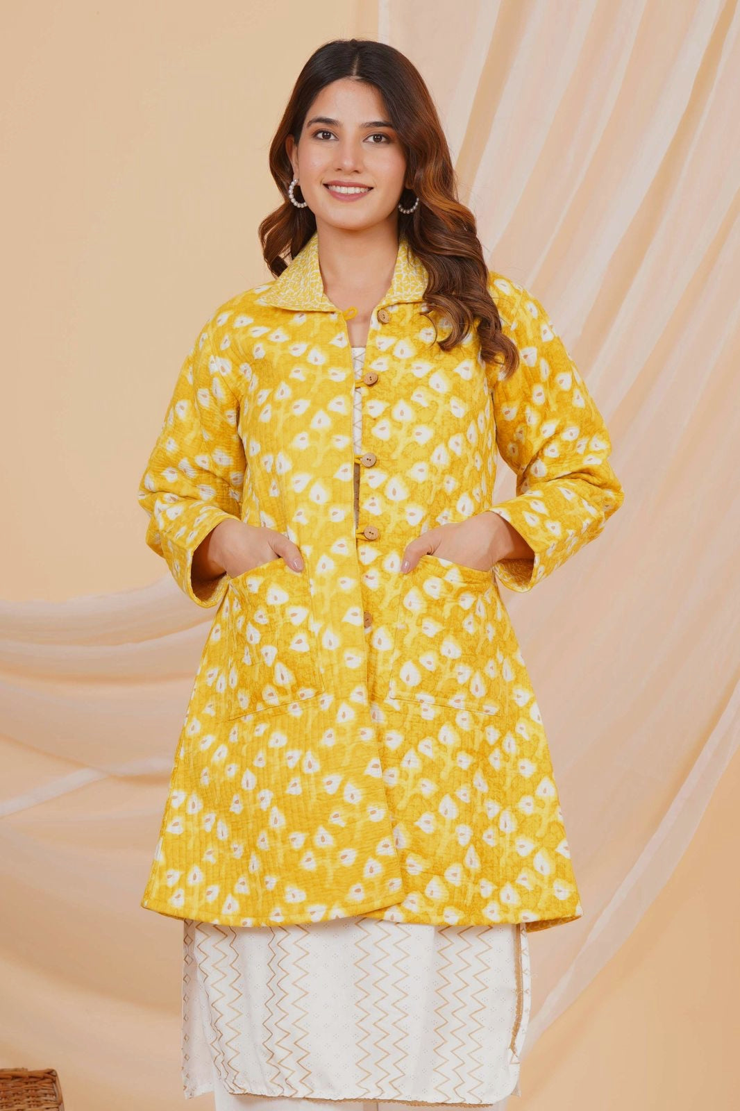 Yellow Buds Reversible Collar Jacket