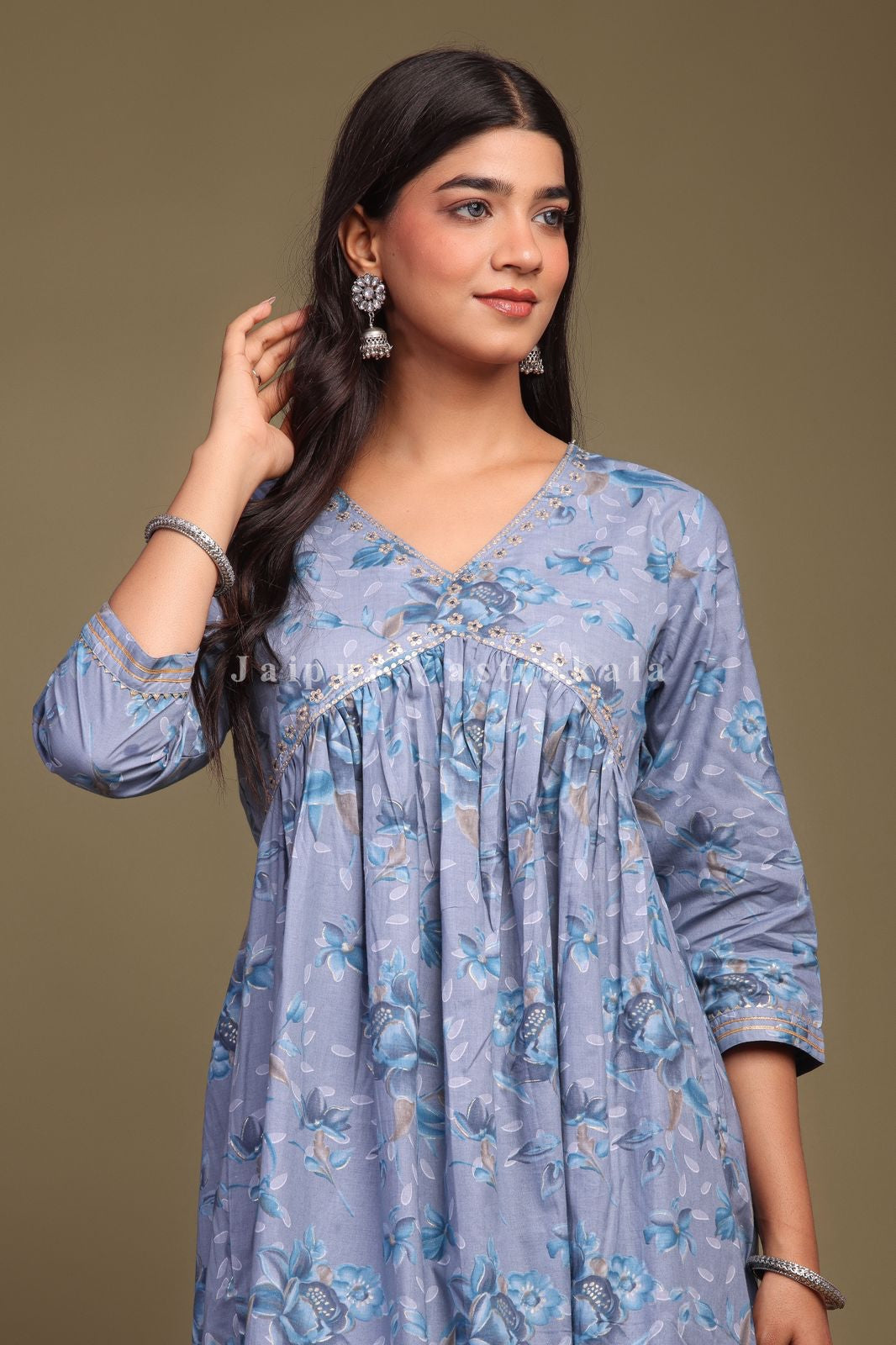 cotton printed kurti pant set