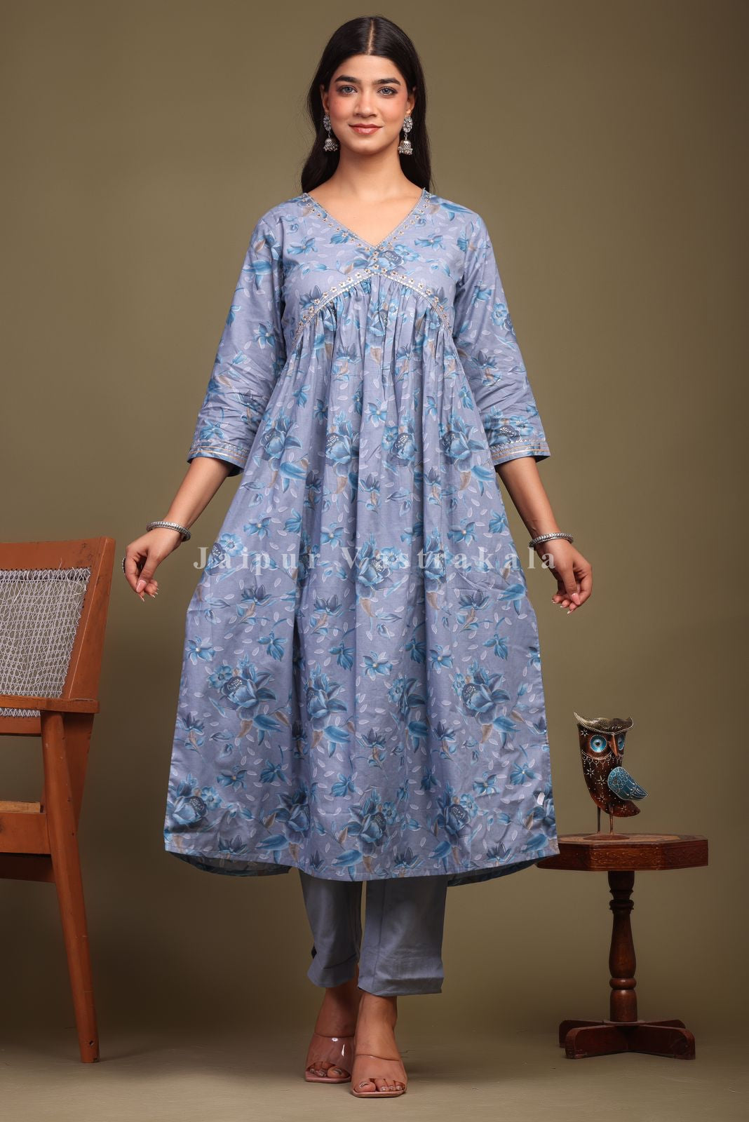 cotton printed kurti pant set