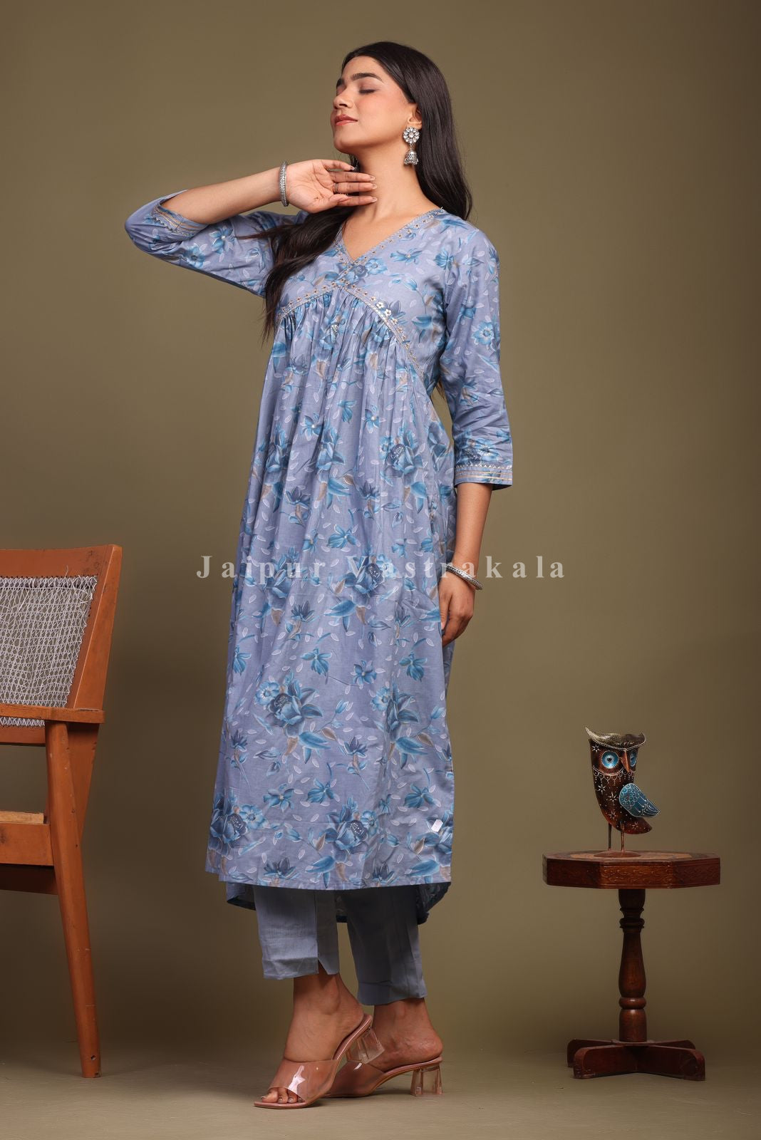 cotton printed kurti pant set