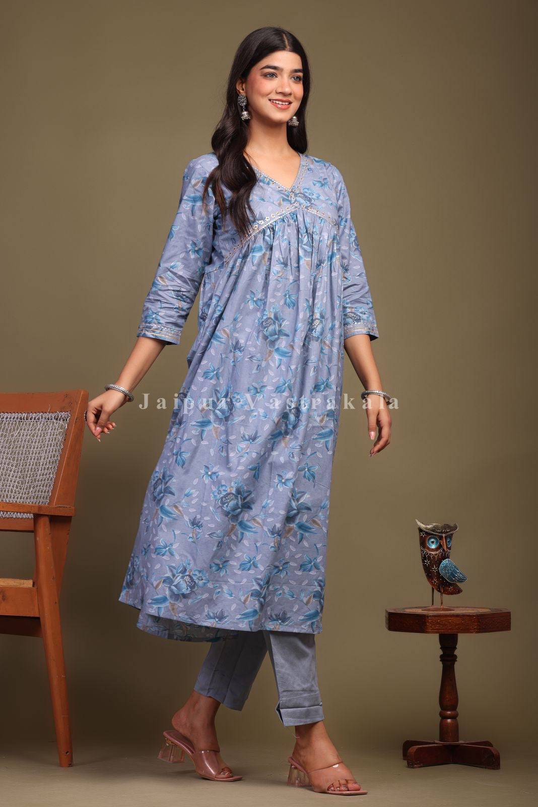 cotton printed kurti pant set