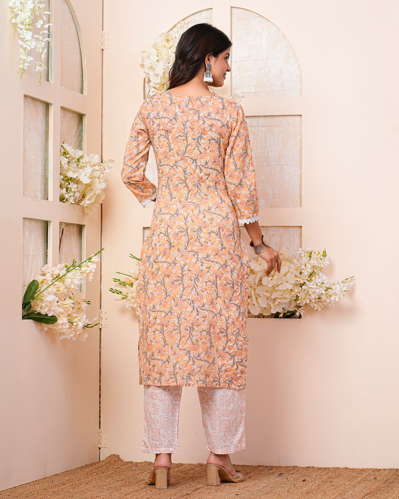 cotton printed kurti pant set