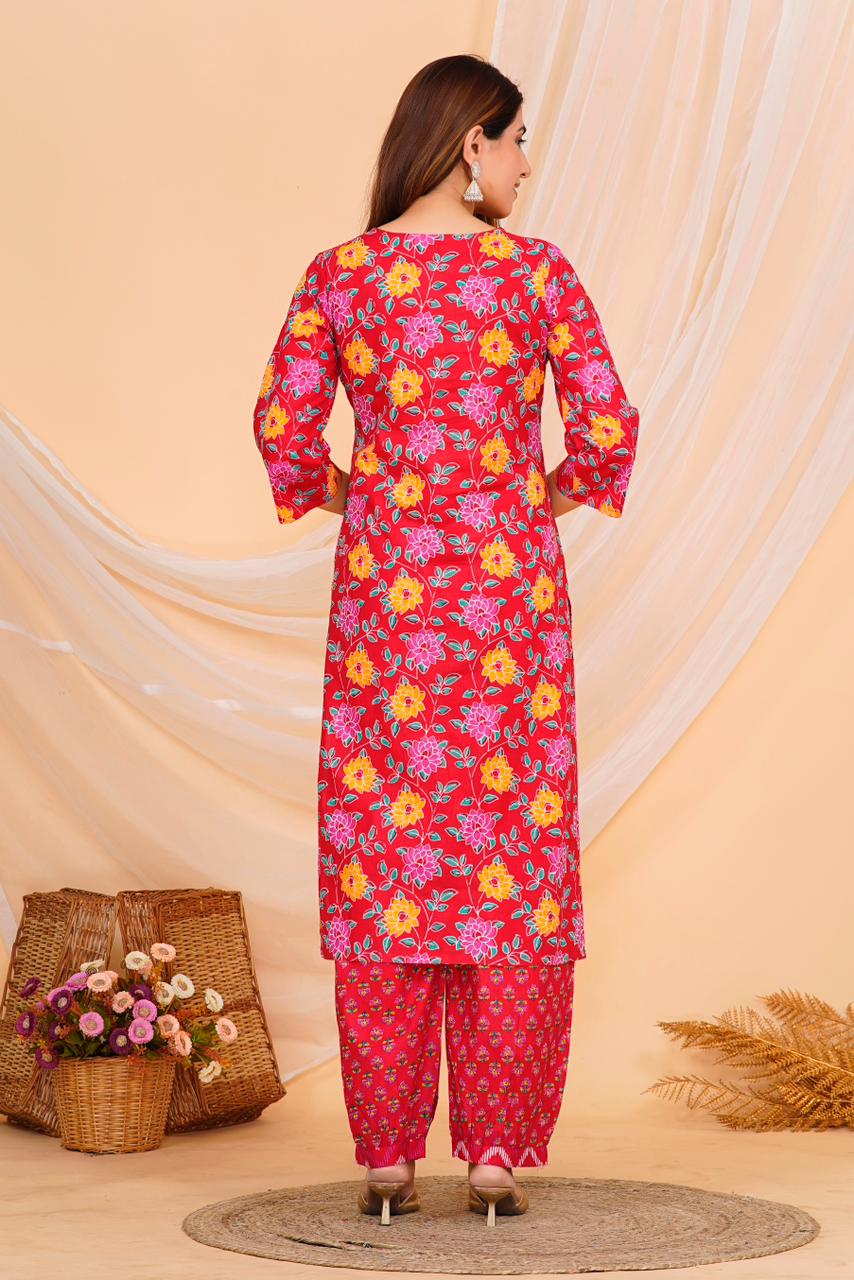 Red Radiance Afghani Kurta Pant Set