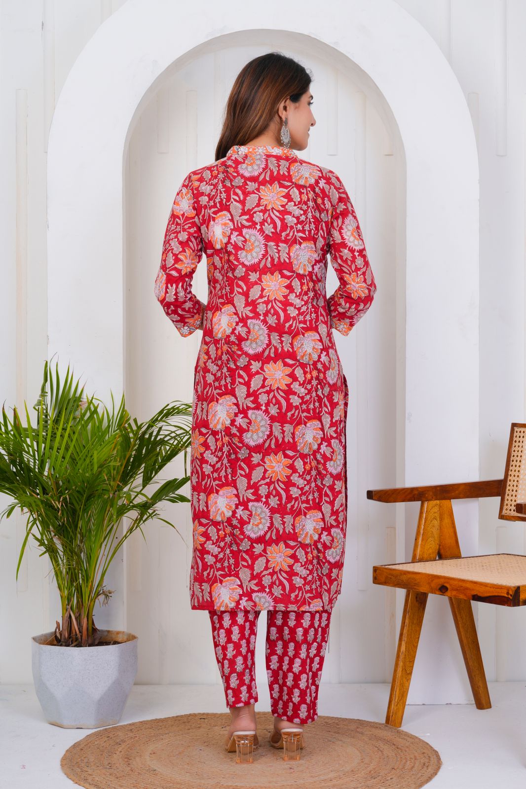 Red Harmony Kurta Pant Set