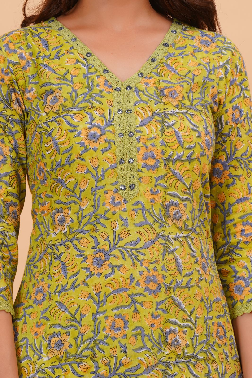 Lime Green Meadows Kurta Pant Set