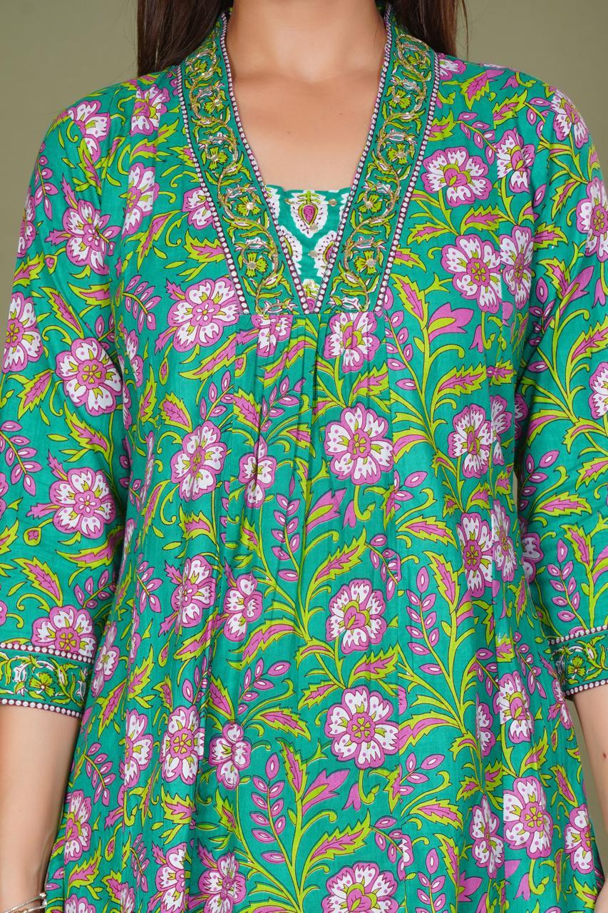 hand block printed kurta set with dupatta