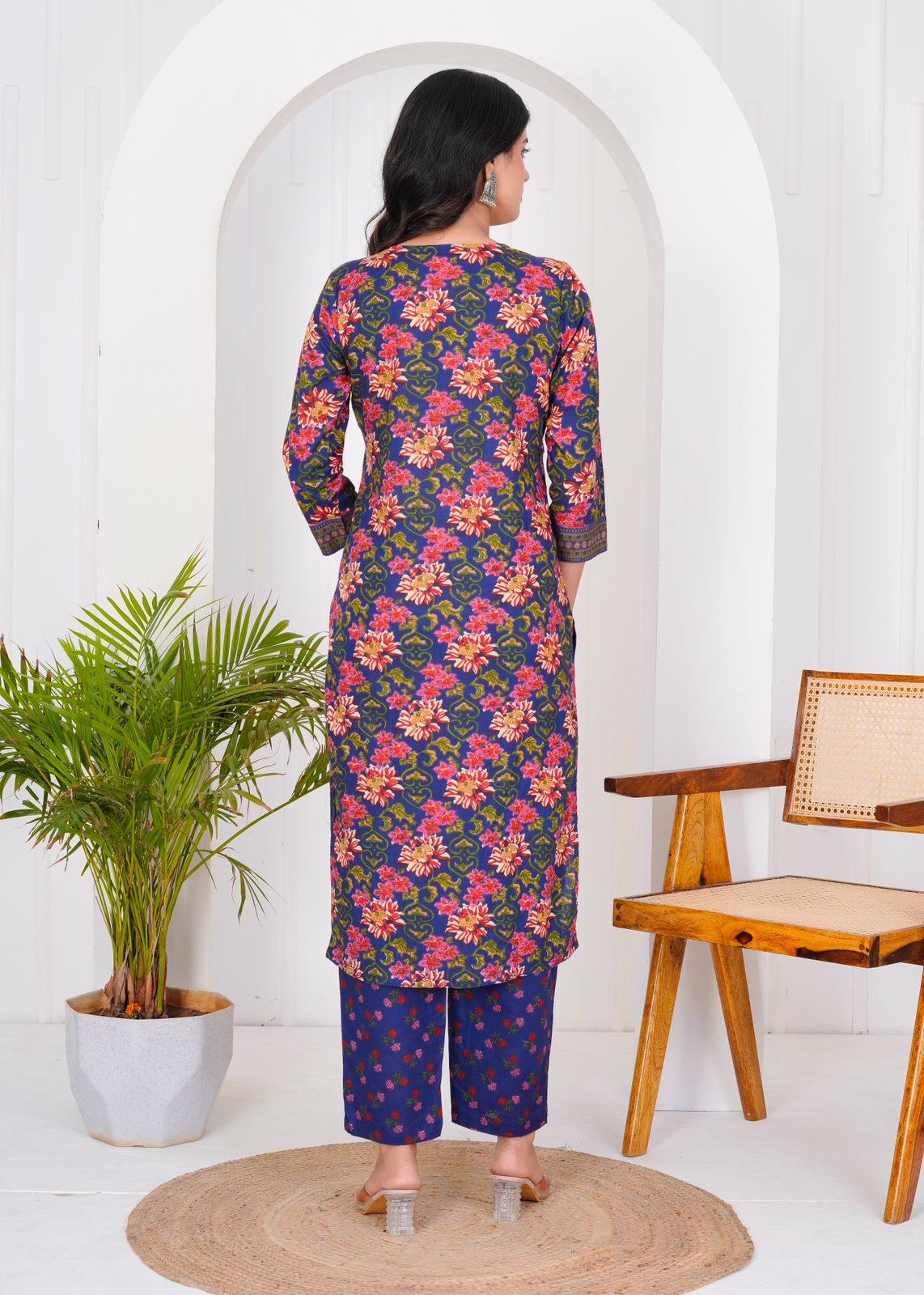 hand block printed kurta set with dupatta
