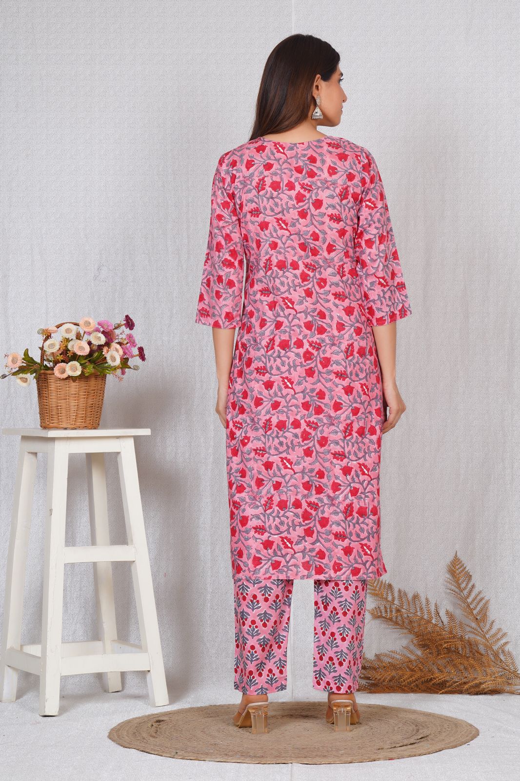 hand block printed kurta set with dupatta