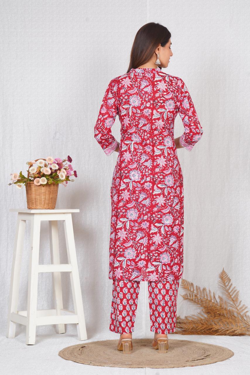 hand block printed kurta set with dupatta