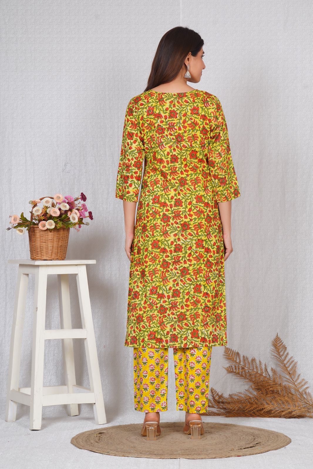 hand block printed kurta set with dupatta