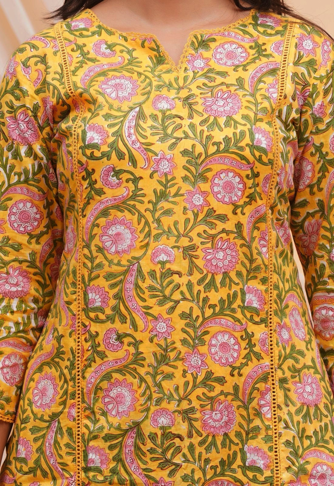Yellow Garden Kurti Pant