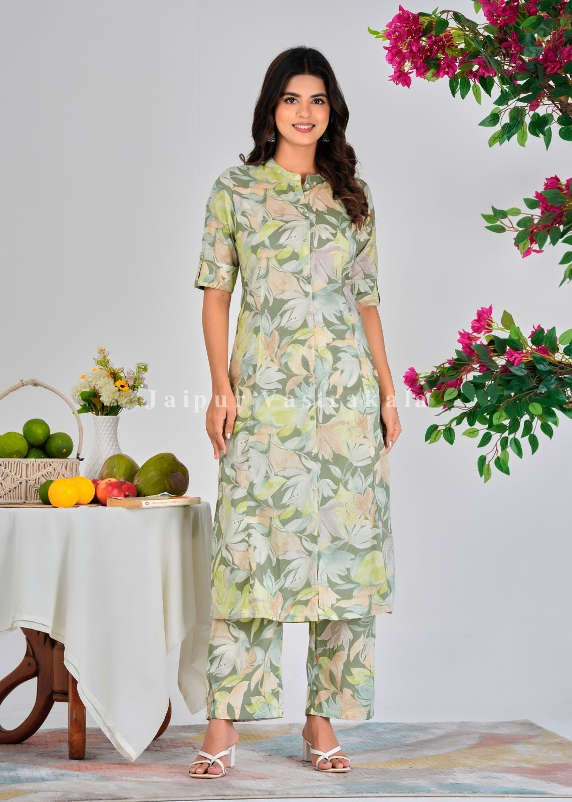 Pastel Ferns Kurti Pant Coord