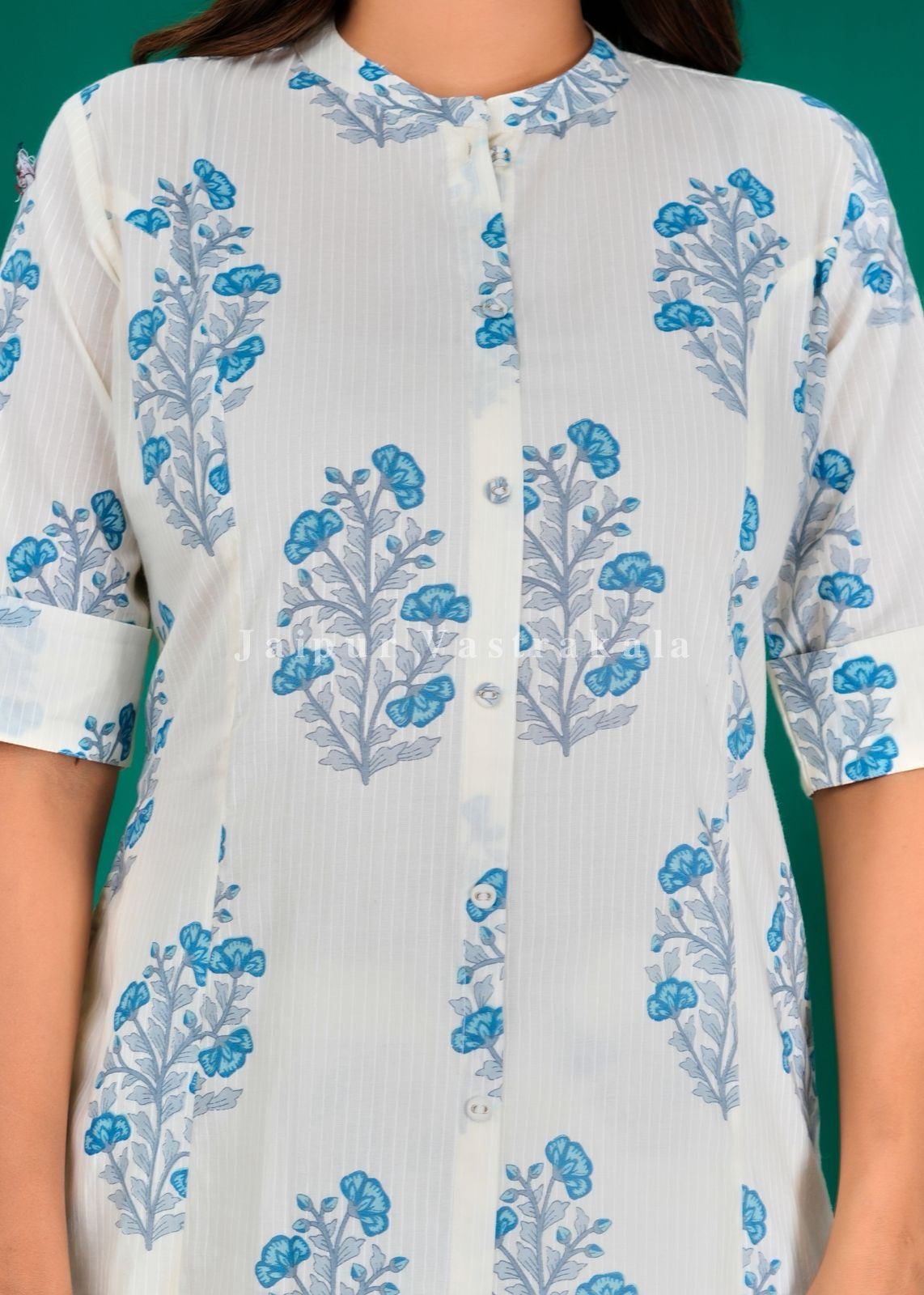 Blue Boota Kurti Pant Coord