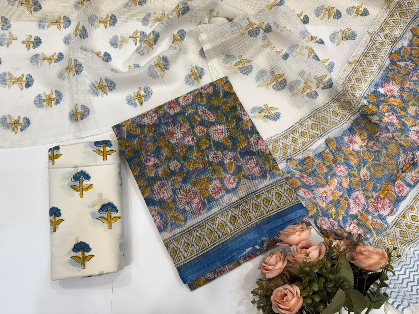 Hand Block Printed Kota Doriya Suit