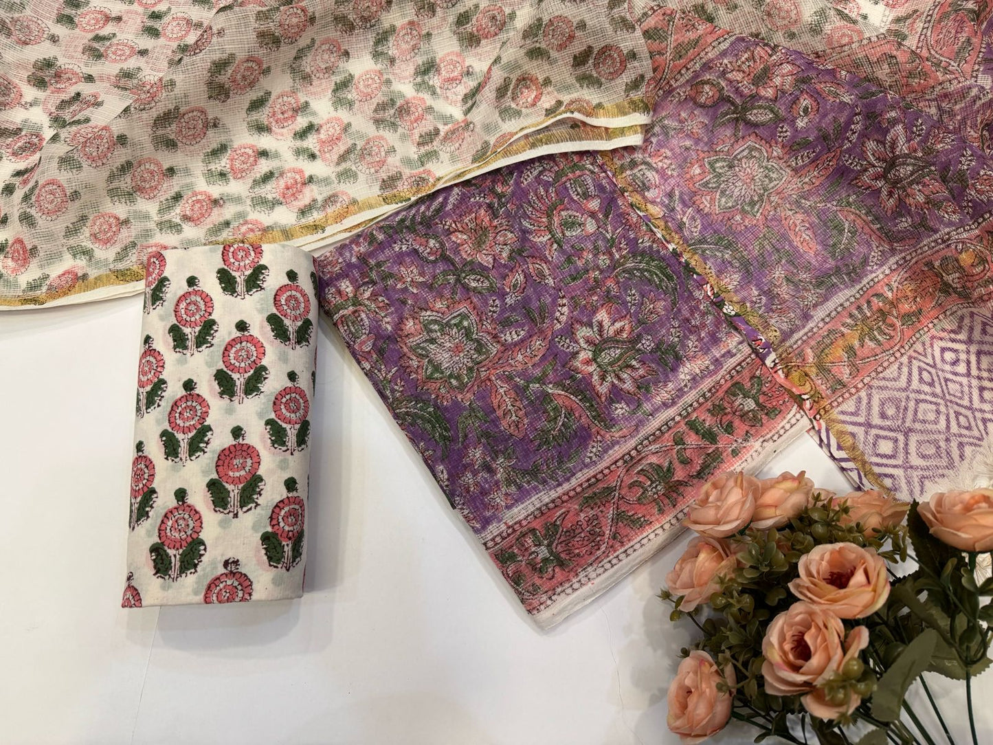 Hand Block Printed Kota Doriya Suit