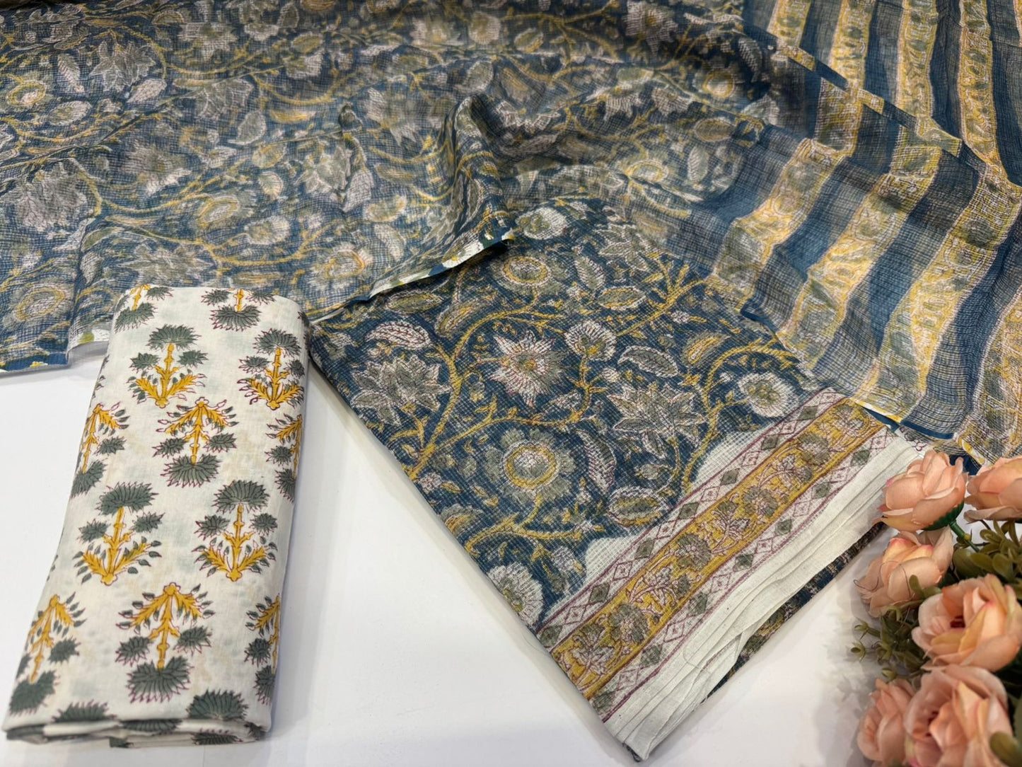 Hand Block Printed Kota Doriya Suit