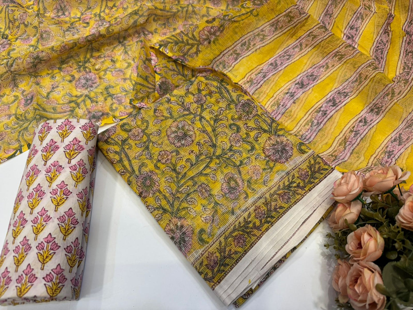 Hand Block Printed Kota Doriya Suit