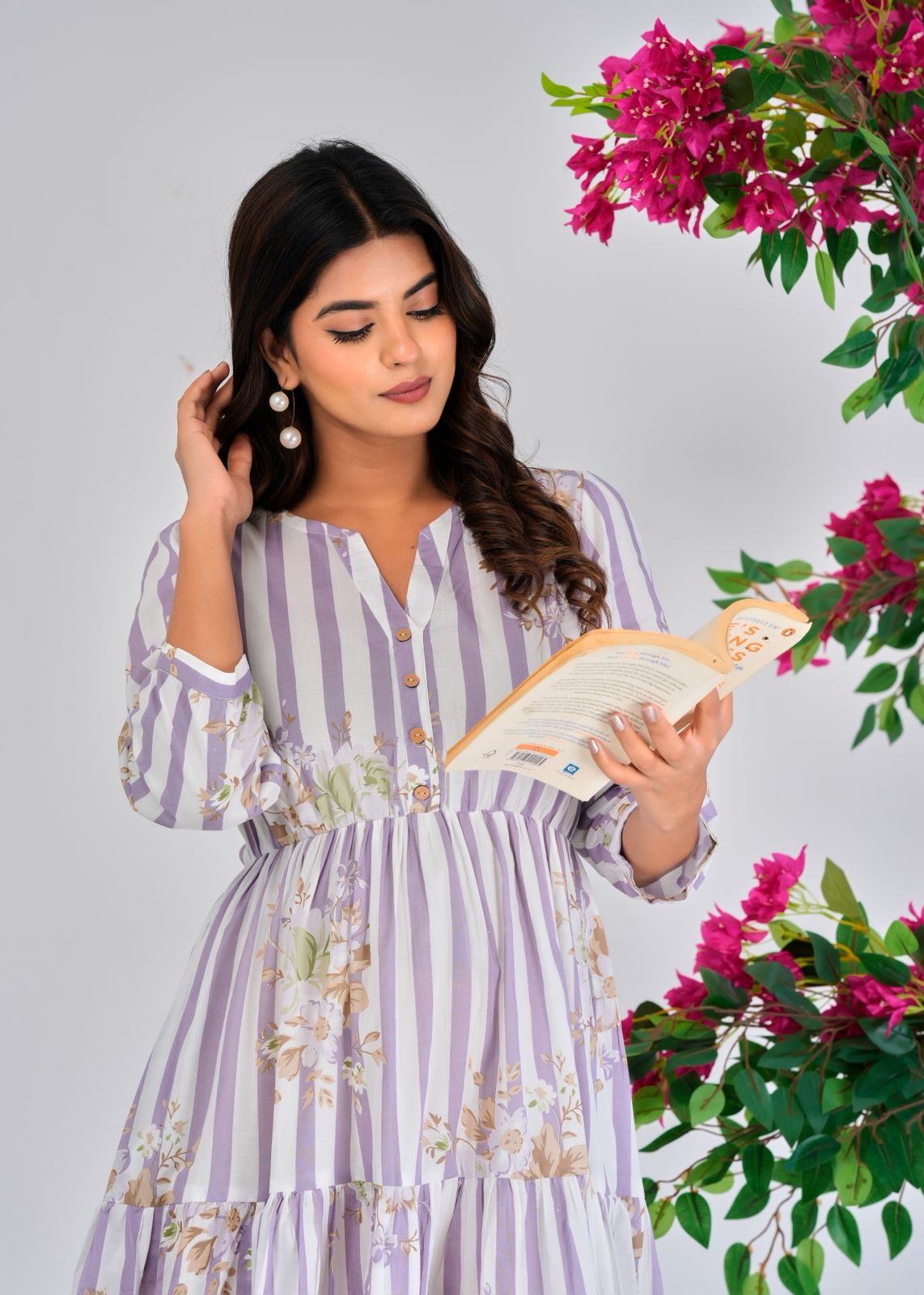 Lilac Stripes Cotton Dress