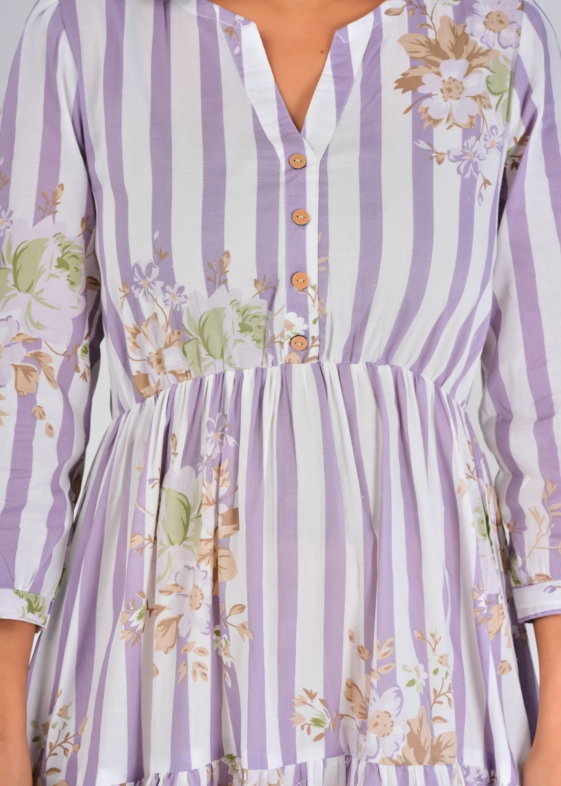 Lilac Stripes Cotton Dress