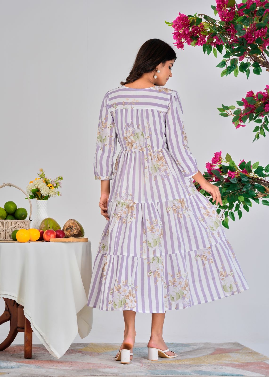 Lilac Stripes Cotton Dress