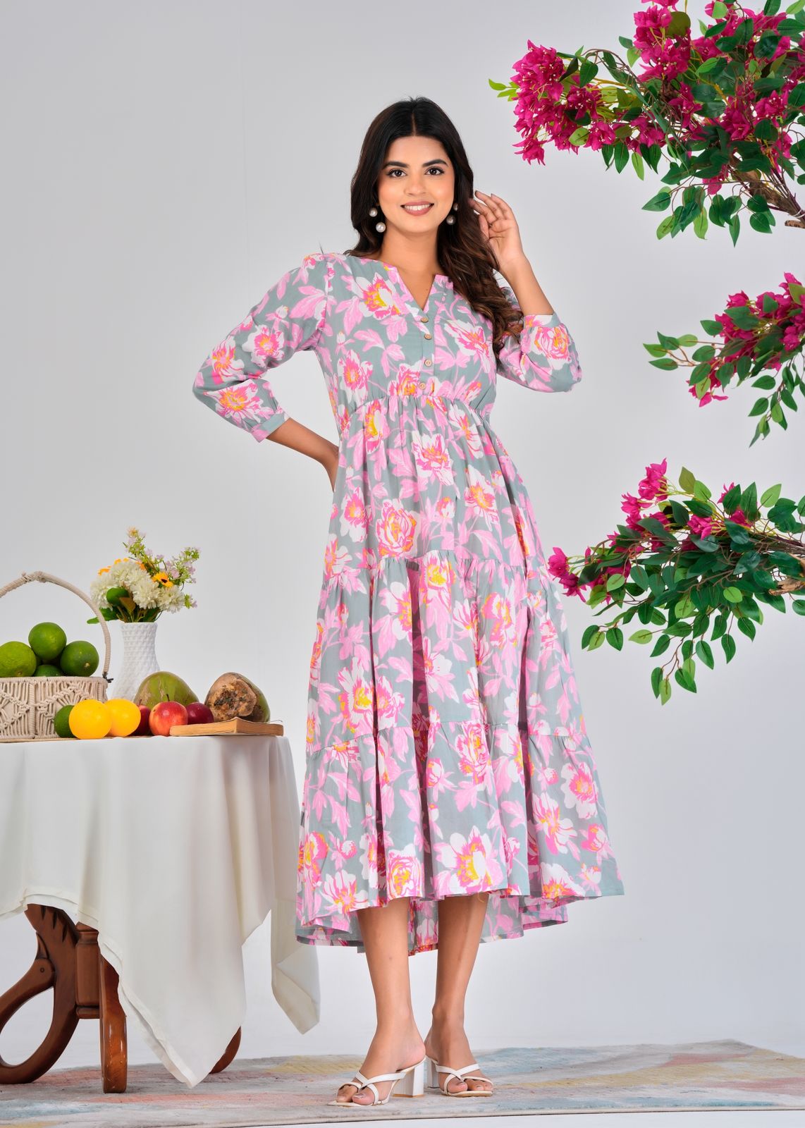 Serene Floral Cotton Dress