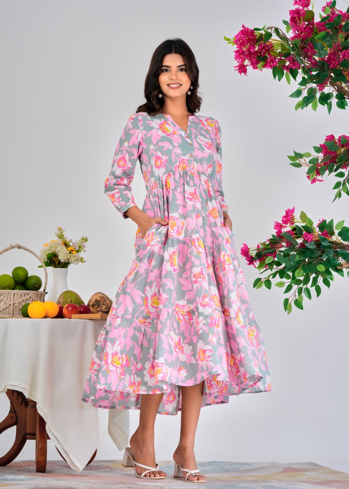 Serene Floral Cotton Dress