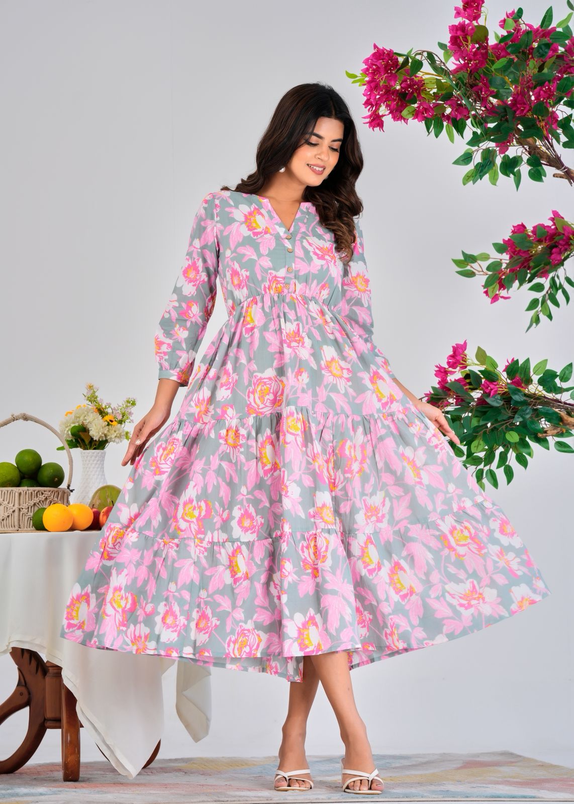 Serene Floral Cotton Dress
