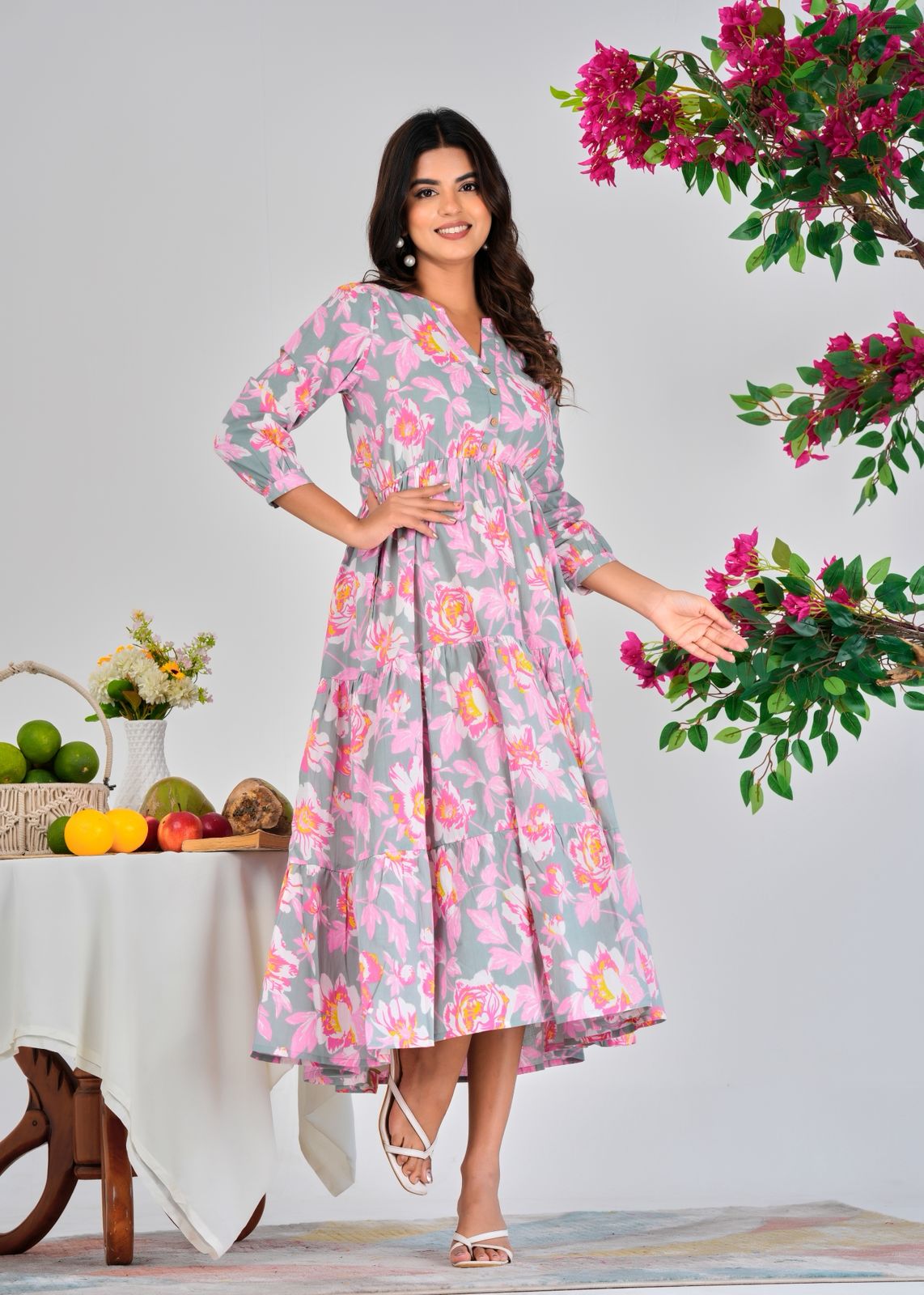 Serene Floral Cotton Dress