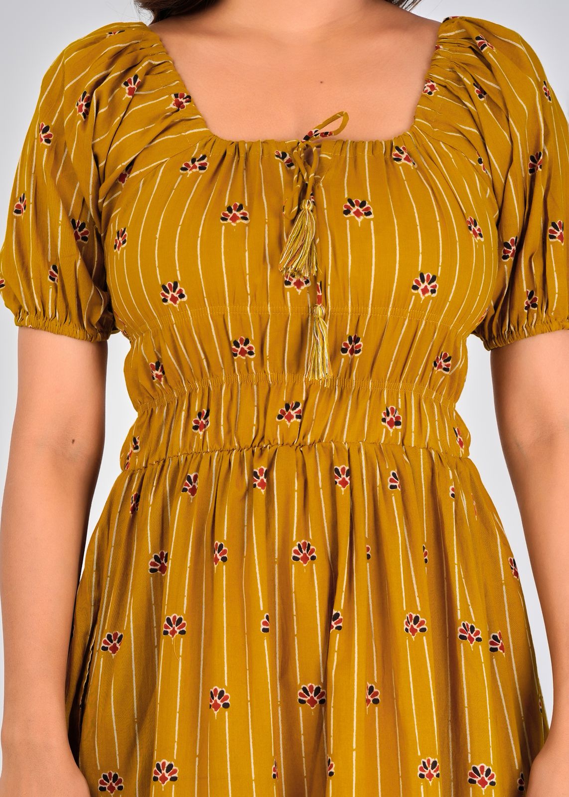 Mustard Stripes Charm Cotton Dress