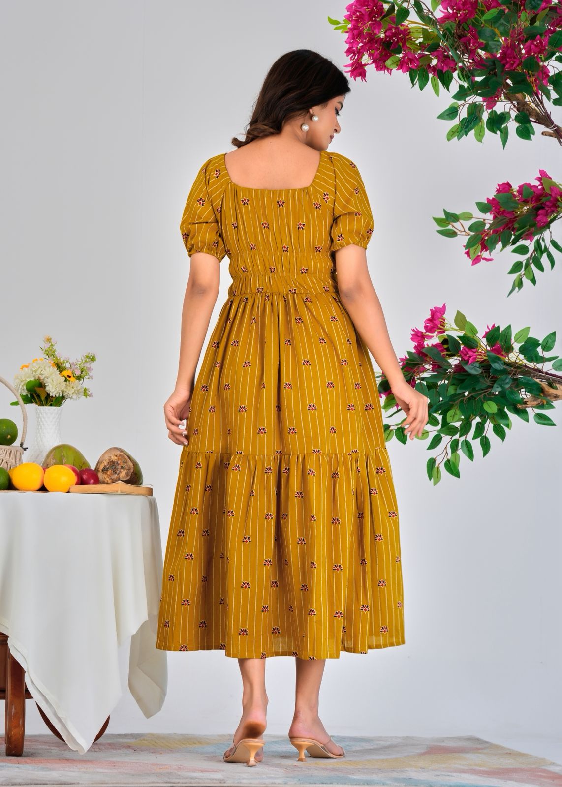 Mustard Stripes Charm Cotton Dress