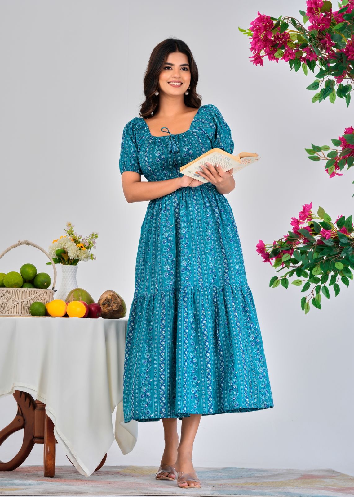 Dark Teal Trail Cotton Dress