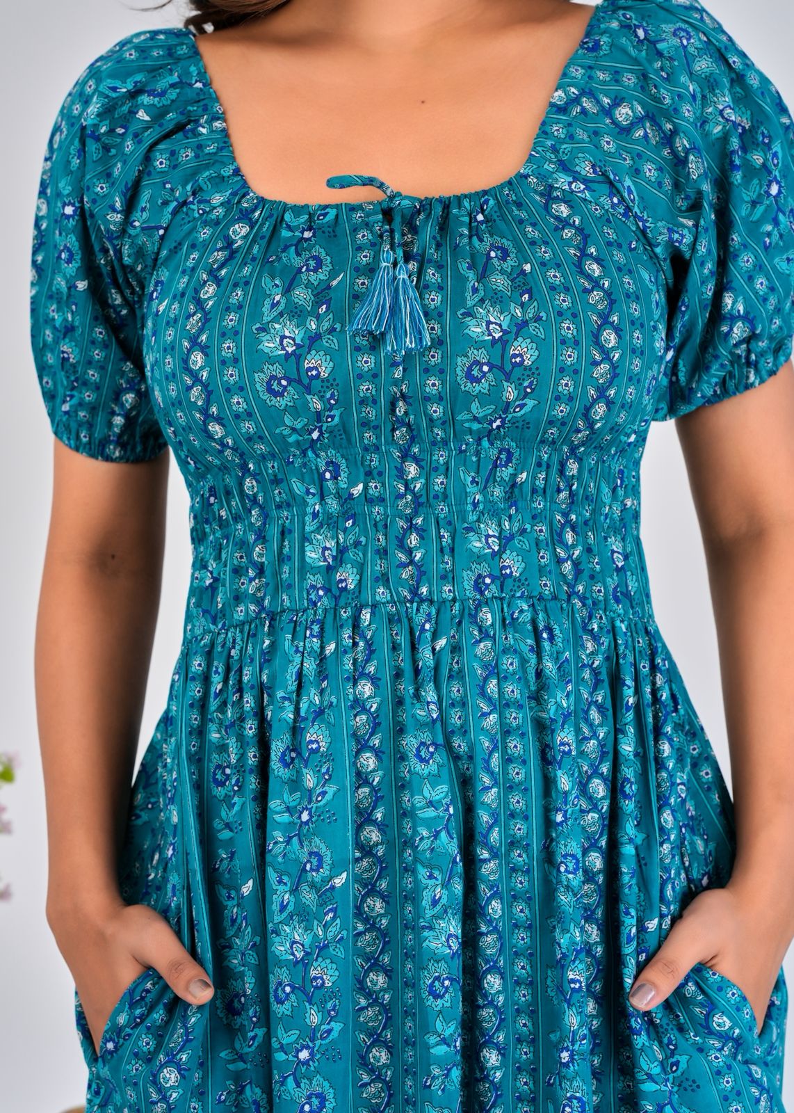 Dark Teal Trail Cotton Dress