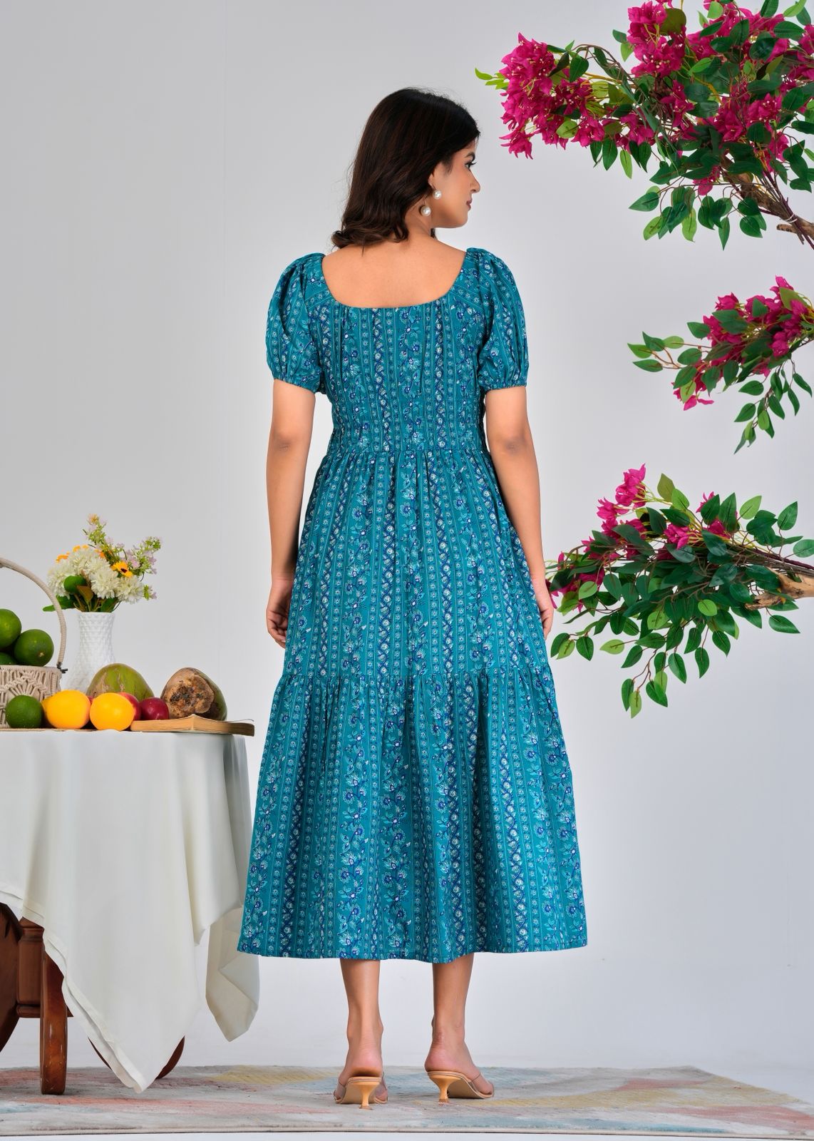Dark Teal Trail Cotton Dress
